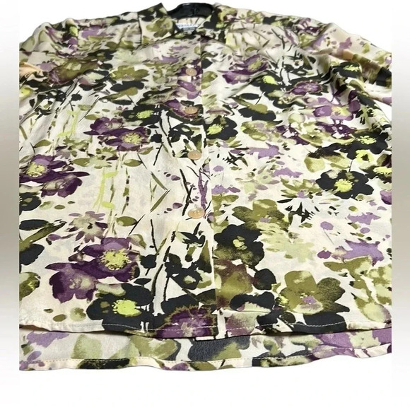 PENDLETON silk floral oversized blouse,size 6 ( Ptp 19”) med/Large  Y2K   EC - Picture 9 of 12